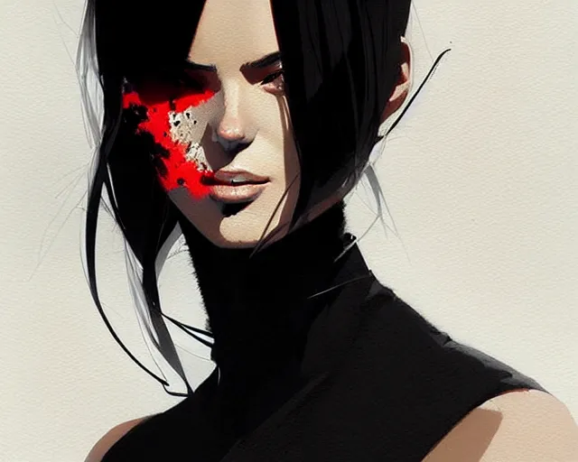 Prompt: a ultradetailed beautiful portrait panting of a stylish woman in a black dress, by conrad roset, greg rutkowski and makoto shinkai trending on artstation