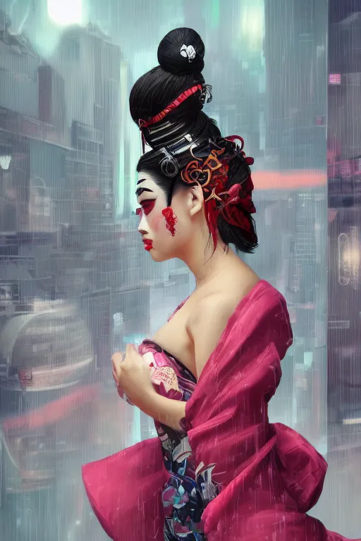 Image similar to agile geisha cyberpunk Dragon princess, digital art, 8k ,character ,realistic, portrait, hyperrealistic