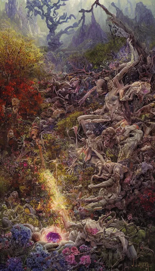 Image similar to life and death mixing together, by james gurney