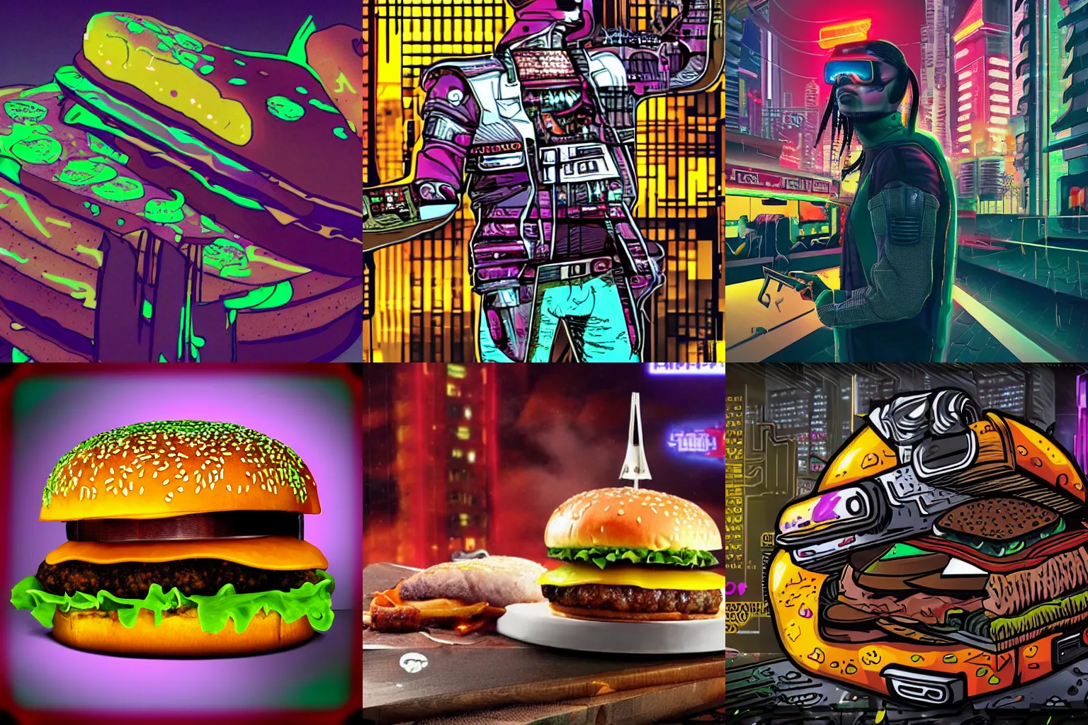 Prompt: cyberpunk cheeseburger