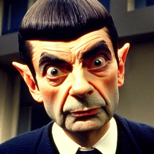 Image similar to Movie still of Mr. Bean as Spock from Star Trek