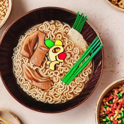 Prompt: lucky charms branded ramen. photography. food photoshoot. advertisment photography. 4 k. realistic.