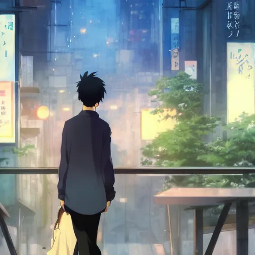 Image similar to Date in Tokyo, Anime concept art Makoto Shinkai