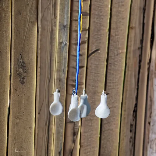 Image similar to This is a sketch of a wind chime made from the pieces of a broken mug. It shows the mug handle as the top piece with strings attached to it, and the bottom pieces of the mug hanging down like little bells, iso 300, f-stop 1.5, Pentax