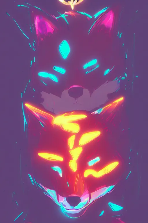 Prompt: a fox fursona, trending on artstation, by kawacy, furry art, digital art, cyberpunk, high quality, neon backlighting