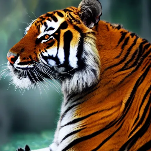 Image similar to Photorealistic photograph of a tiger by Suzi Eszterhas, photorealism, photorealistic, realism, real, highly detailed, ultra detailed, detailed, 70–200mm f/2.8L Canon EF IS lens, Canon EOS-1D Mark II, Wildlife Photographer of the Year, Pulitzer Prize for Photography, 8k, expo-sure 1/800 sec at f/8, ISO 400