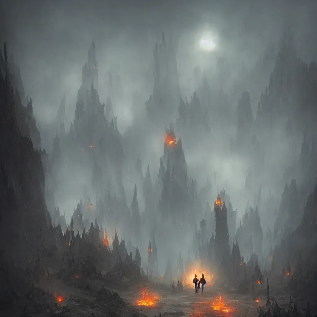 Prompt: devil, scary, magical area, foggy area, by greg rutkowski, sharp focus, man standing, tower, fire, butterflies, black hole sucking, apocalypse