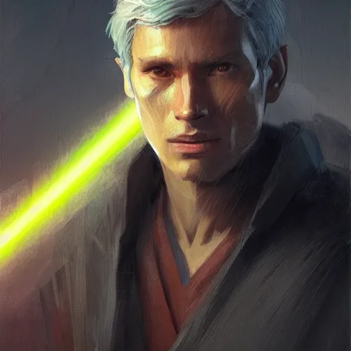 Prompt: portrait of a man by Greg Rutkowski, Ezra Bridger, from the Star Wars Expanded Universe, he is about 60 years old, highly detailed portrait, digital painting, artstation, concept art, smooth, sharp foccus ilustration, Artstation HQ