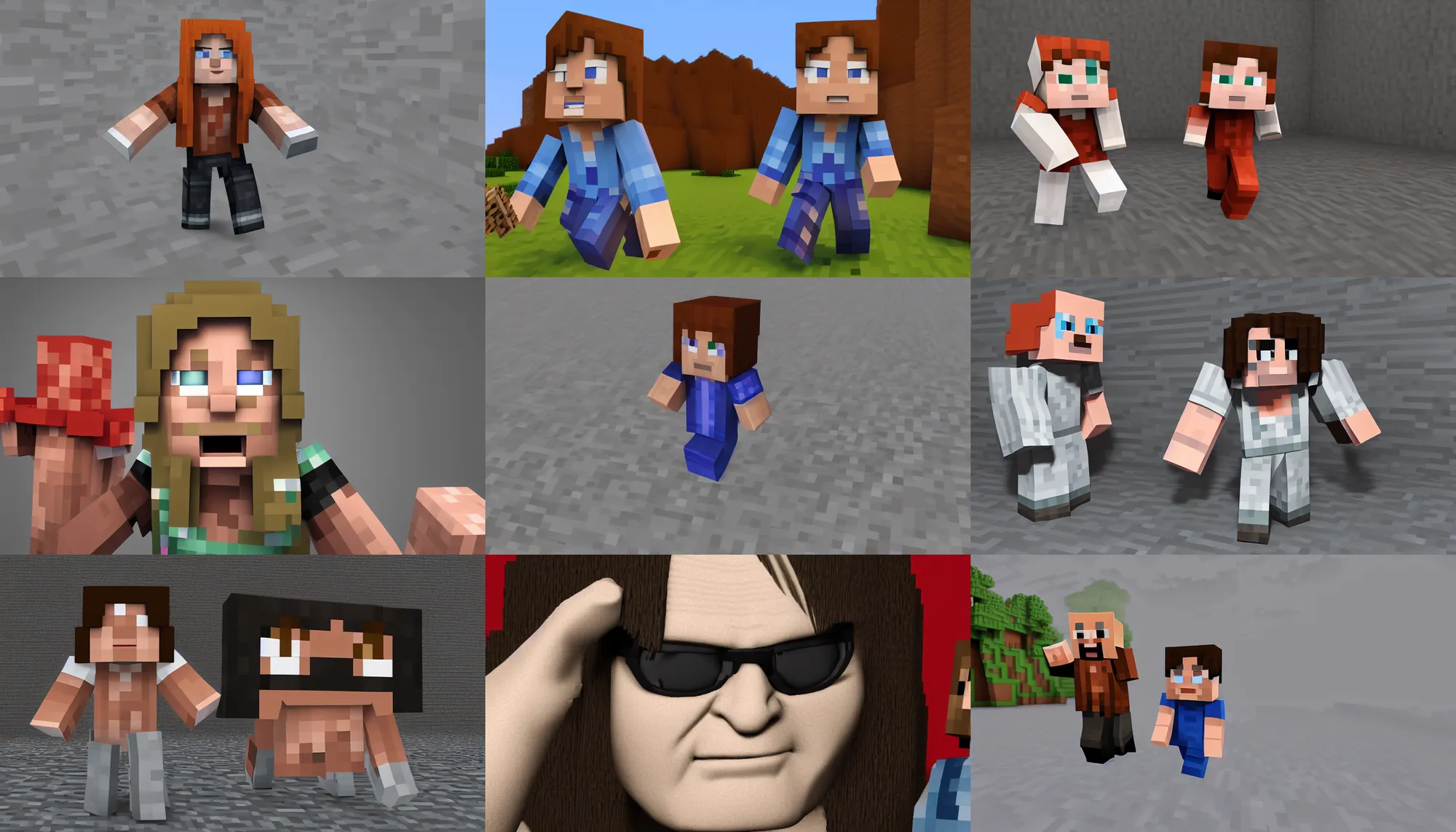 Prompt: minecraft character screenshot of ozzy osbourne, 3 d blender render, 8 k, voxel art