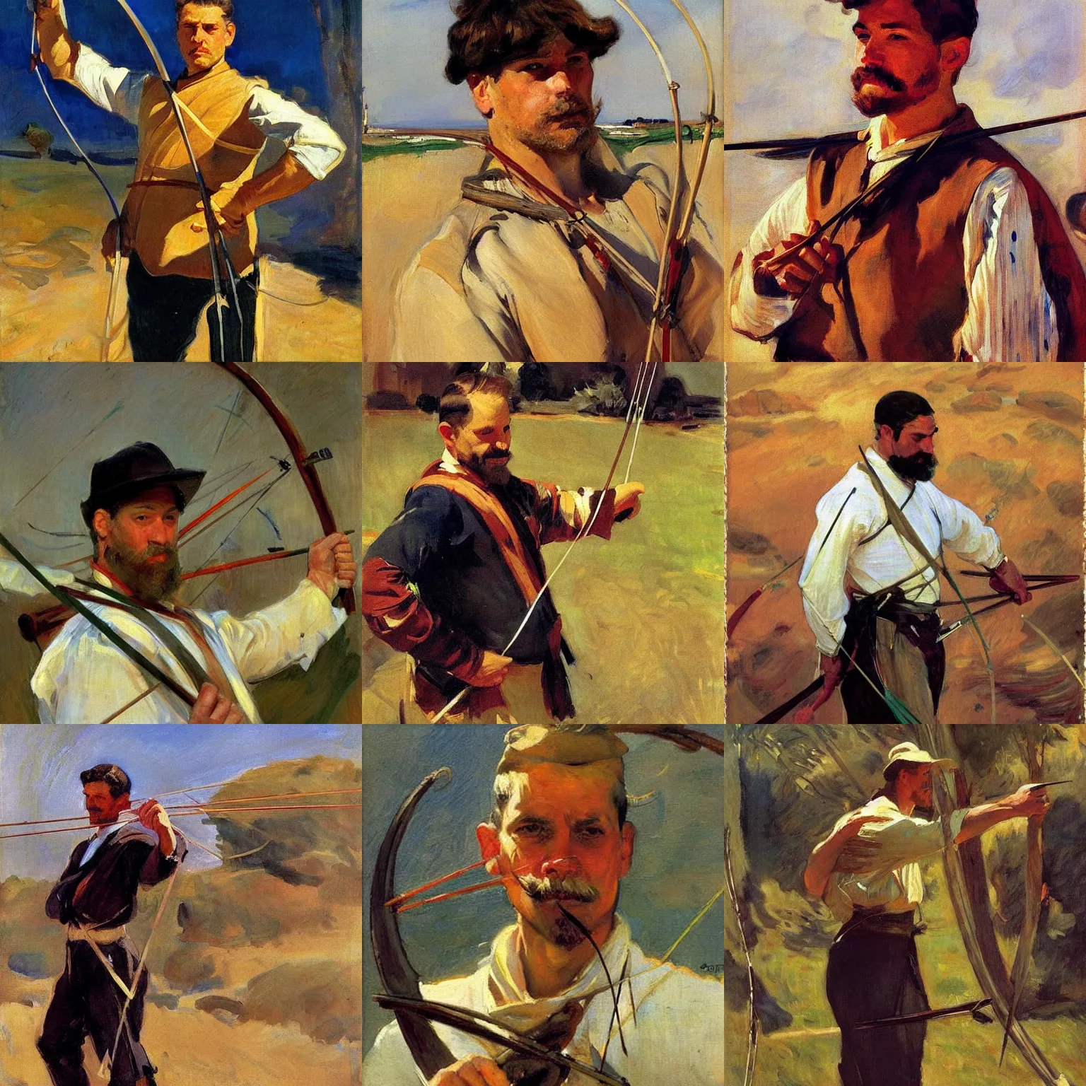 Prompt: Portrait of a great archer, by Sorolla