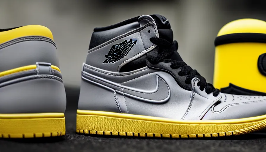 Image similar to Air Jordan 1 high, minions themed, 4k