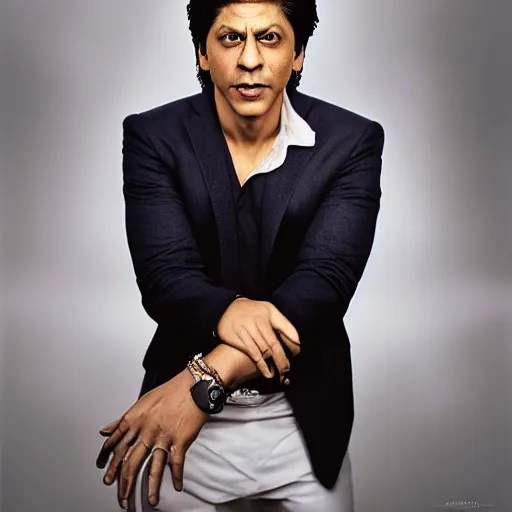 Image similar to a portrait of Shah Rukh Khan by Martin Schoeller, photorealistic, global lighting