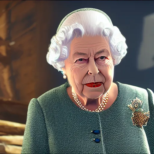 Image similar to queen elizabeth as an npc in far cry 5, ingame screenshot, 1080p