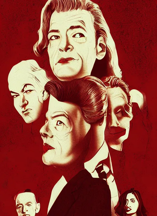 Prompt: twin peaks movie poster art by enric