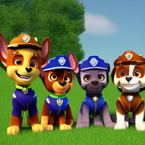 Image similar to Pawpatrol as Humans 4K ultra realistic artstationHD.