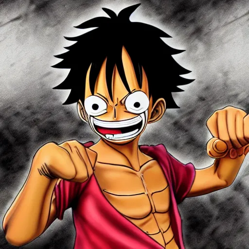Image similar to ultra realistic monkey d luffy from one piece using gear 5