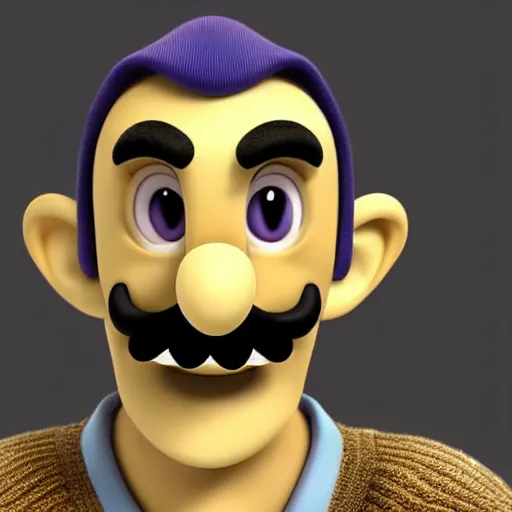 Image similar to stunning award winning hyperrealistic hdr 8 k highly detailed portrait photo of waluigi as a real human!!!!!!!!