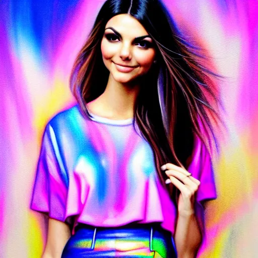 Prompt: victoria justice wearing both shirt and skirt, ultra detailed painting at 1 6 k resolution and epic visuals. epically surreally beautiful image. amazing effect, image looks crazily crisp as far as it's visual fidelity goes, absolutely outstanding. vivid clarity. ultra. iridescent. mind - breaking. mega - beautiful pencil shadowing. beautiful face. ultra high definition.