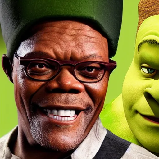 Prompt: Samuel L. Jackson as Shrek