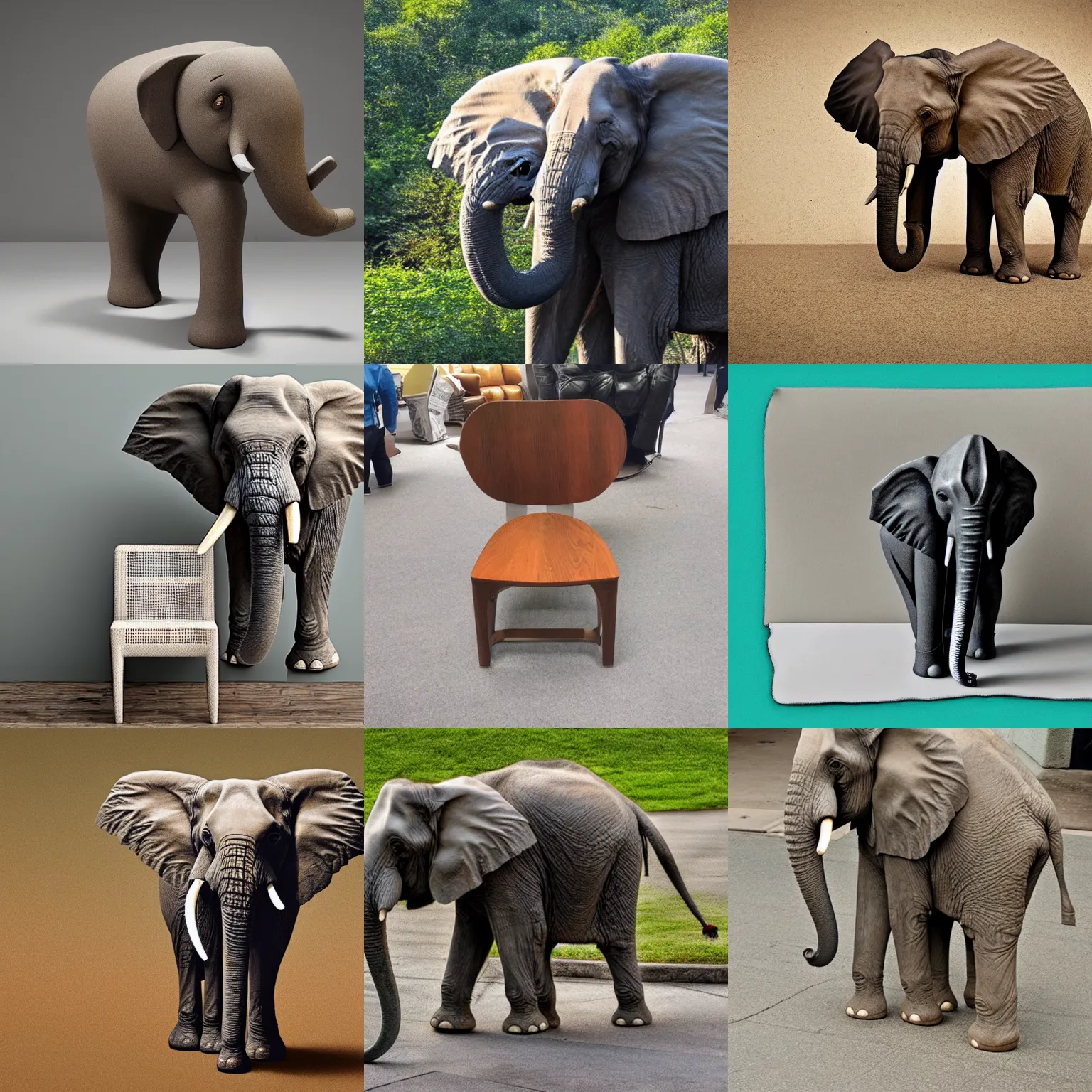 Prompt: mix between a chair and elephant