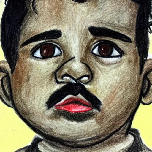 Prompt: child's drawing of pablo escobar