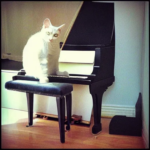 Image similar to “ cat sitting on piano ”