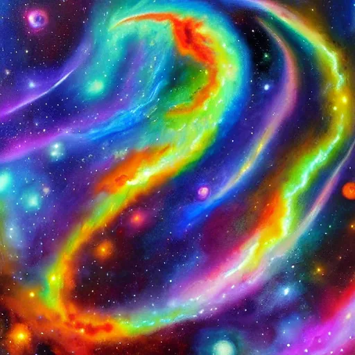 Prompt: galaxy of dragons, 4 k, colorful, realistic, beautiful, painting