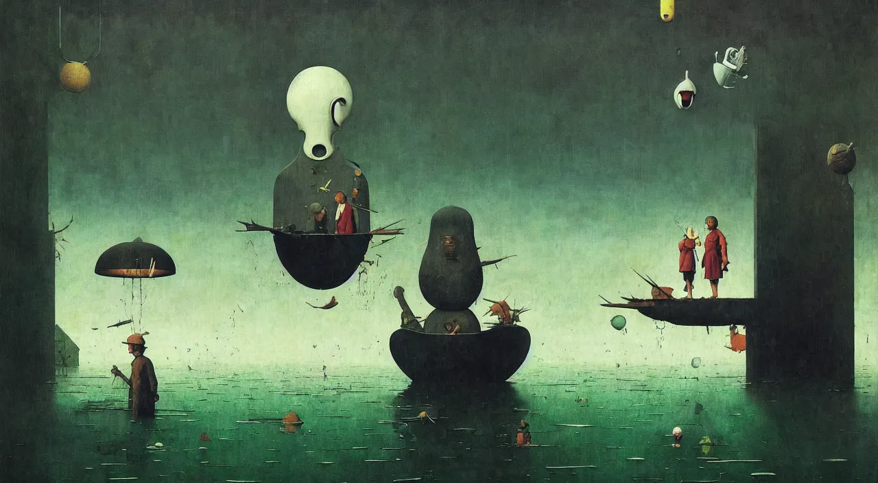 Prompt: single flooded simple!! head!!!, very coherent and colorful high contrast masterpiece by norman rockwell franz sedlacek hieronymus bosch dean ellis simon stalenhag rene magritte gediminas pranckevicius, dark shadows, sunny day, hard lighting