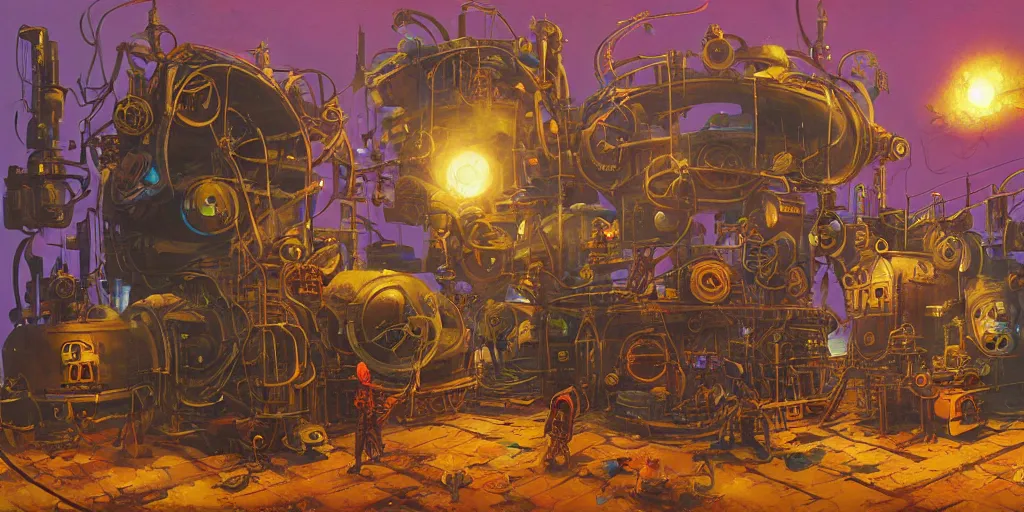 Image similar to A rat engineer with steampunk goggles is building a steam machine, art by PAUL LEHR