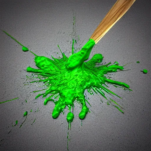 Image similar to wooden staff splattered with green slime, octane render