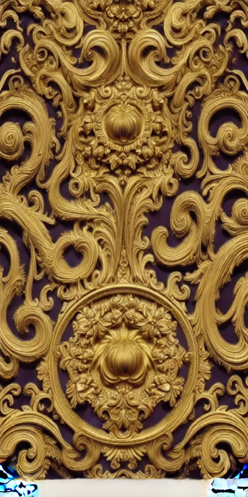 Image similar to the source of future growth dramatic, elaborate emotive Golden Baroque and Rococo styles to emphasise beauty as a transcendental, seamless pattern, symmetrical, large motifs, rainbow liquid splashing and flowing, Palace of Versailles, 8k image, supersharp, spirals and swirls in rococo style, medallions, iridescent black and rainbow colors with gold accents, perfect symmetry, High Definition, sci-fi, Octane render in Maya and Houdini, light, shadows, reflections, photorealistic, masterpiece, smooth gradients, high contrast, 3D, no blur, sharp focus, photorealistic, insanely detailed and intricate, cinematic lighting, Octane render, epic scene, 8K