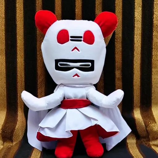 Image similar to cute fumo plush of a masked shrine guardian girl