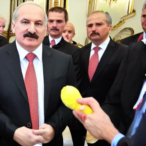 Prompt: Alexander Lukashenko surrounded by Minions