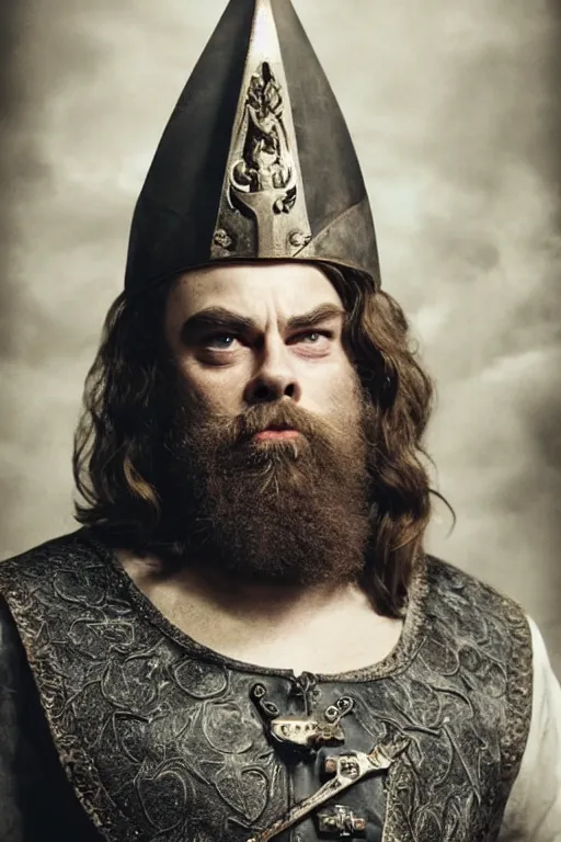 Prompt: a portrait of young brian blessed as godric gryffindor, cinematic lighting, no hat