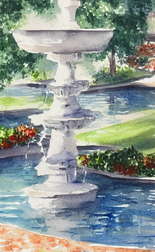 Image similar to Fountain Watercolor sketch, highly detailded