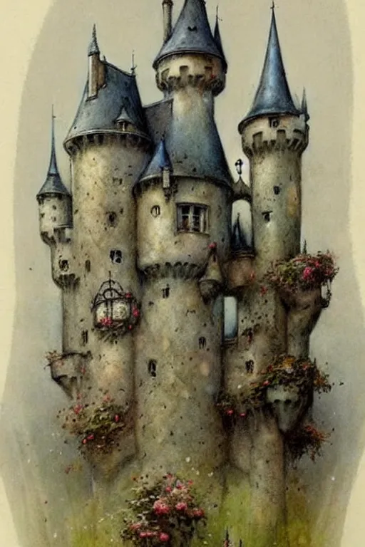 Image similar to (((((1950s fairy tale castle . muted colors.))))) by Jean-Baptiste Monge !!!!!!!!!!!!!!!!!!!!!!!!!!!