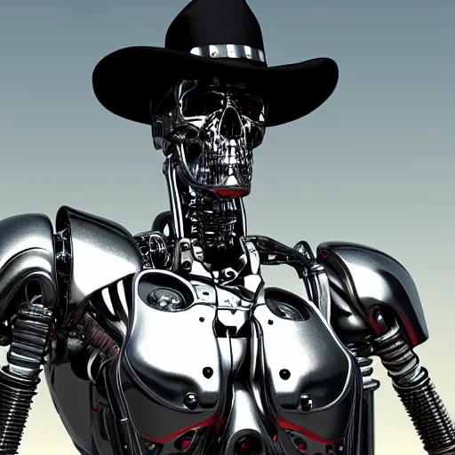 Image similar to a terminator t - 8 0 0 wearing a sombrero, hyper realistic, detailed, digital art, unreal engine 6