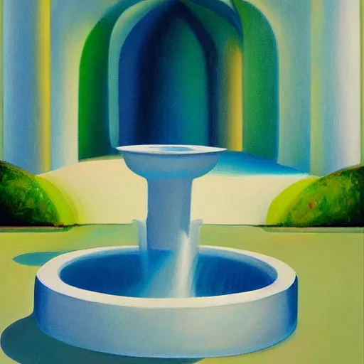 Image similar to fountain, georgia o'keefe painting, romantic, feminine, curvy