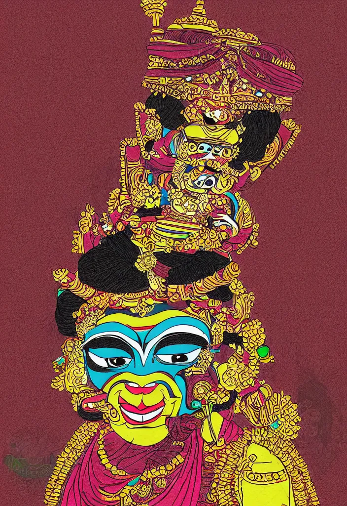 Image similar to kathakali illustration style digital art