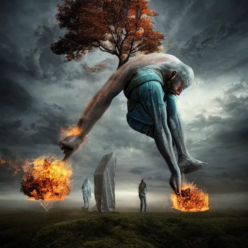 Image similar to Editorial Masterpiece extremely realistic Arcane elemental High Orders Nephilim Virtues figure infused with coalesced fantasy crystalline Magical fire by Erik Johansson, perfect crisp light