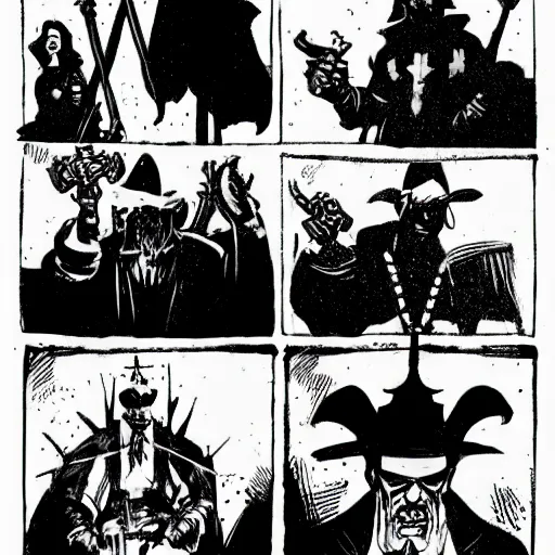 Prompt: A close up shot of four graves. Dark Fantasy, Film Noir, Black and White. High Contrast, Mike Mignola, D&D, OSR