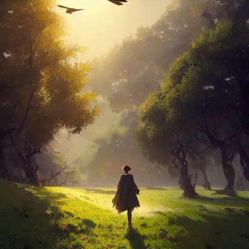 Prompt: spanish magpie in avila, green fields, fall season, 4 k, concept art, by wlop, ilya kuvshinov, artgerm, krenz cushart, greg rutkowski, pixiv. cinematic dramatic atmosphere, sharp focus, volumetric lighting, cinematic lighting, studio quality