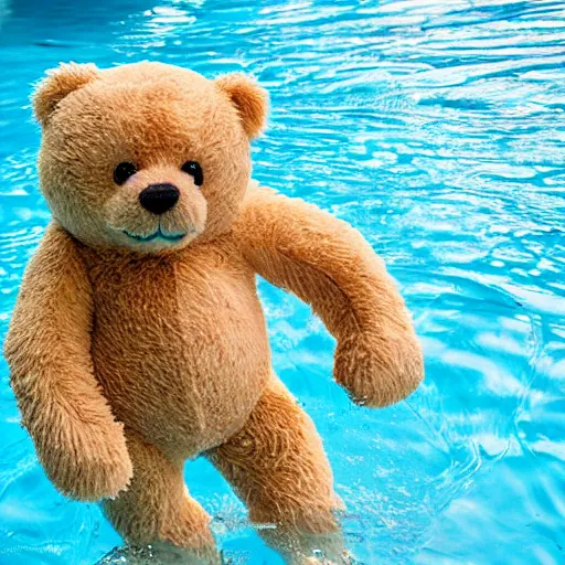 Image similar to teddy bear playing in the pool