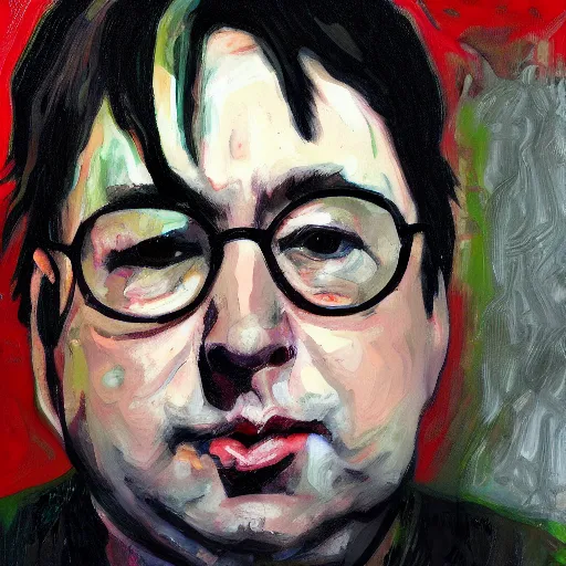 Image similar to a portrait of bill hicks in the style of lucien freud