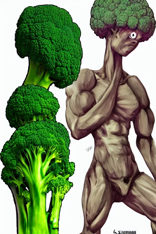 Image similar to ripped broccoli chad, full body, human figure, highly detailed, digital art, sharp focus, trending on art station, anime art style