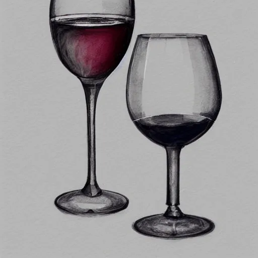 Prompt: a perfect, realistic professional digital sketch of a wine glass, by pen and watercolor, by a professional Serbian artist on ArtStation, on high-quality paper