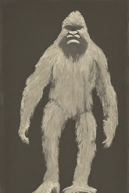 Prompt: Bigfoot in the style of a presidential portrait, national portrait gallery