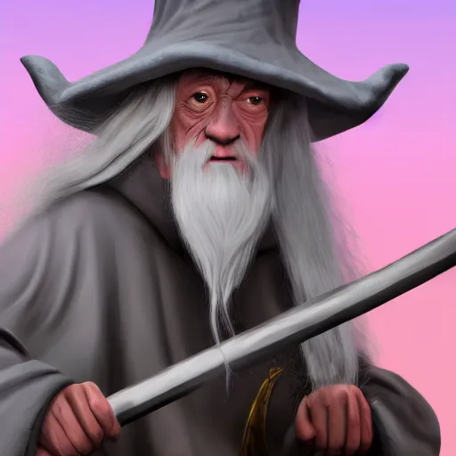 Image similar to Gandalf as a troll doll with a wizard's hat staff, beautiful lighting, high quality digital art, trending on artstation