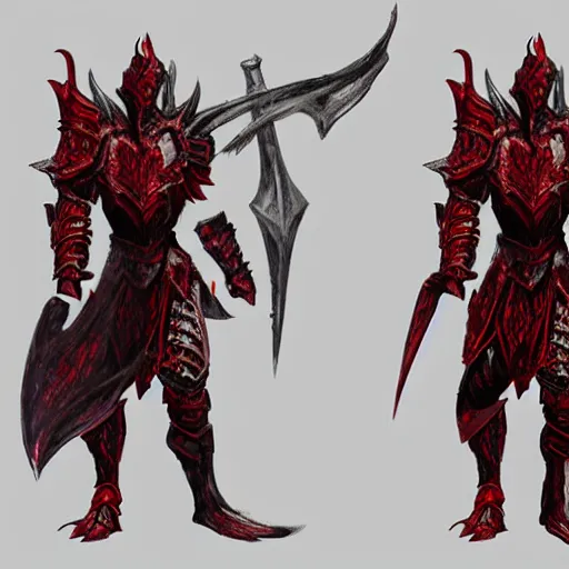 Prompt: concept art of warrior ancient crimson crystal dragon armor, side and front view, rpg, digital art, d & d, digital painting, intricate details, ultra realistic, volumetric lighting, warm colors advance, cell shading