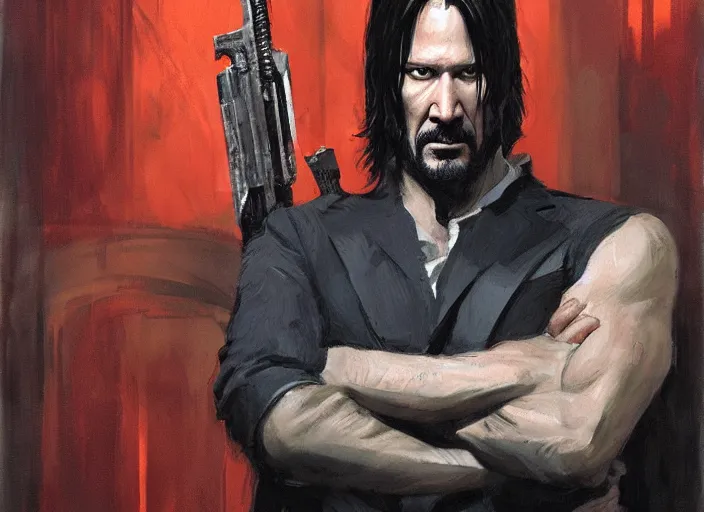 Image similar to a highly detailed beautiful portrait of john wick as kratos, by gregory manchess, james gurney, james jean